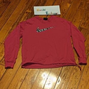 Nike Fuchsia Long Sleeve with Zebra Logo & Drawstring @ the Bottom Of Top